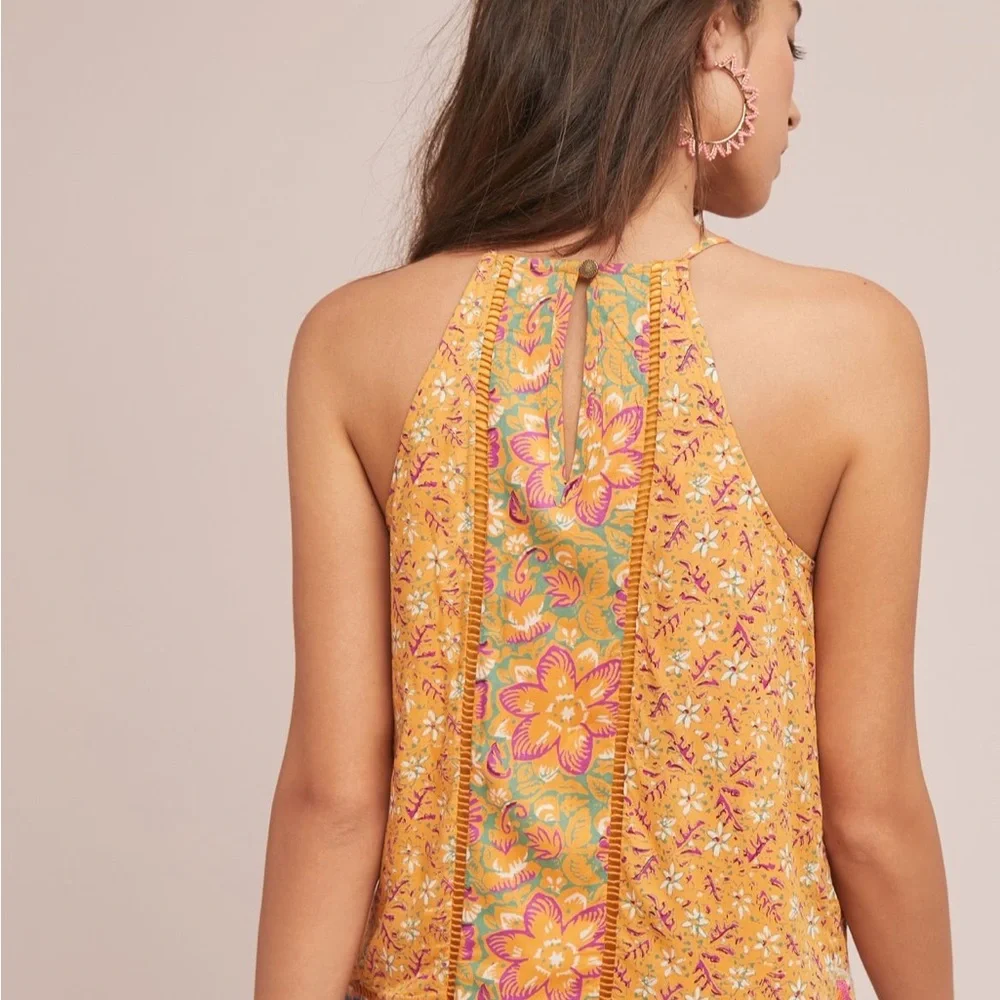 Anthropologie Akemi + Kin Melina Embroidered Halter Top Boho Summer Size 12 - Picture 3 of 14